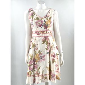 Dressbarn Dress Sz 6 Pink White Floral Fit & Flare